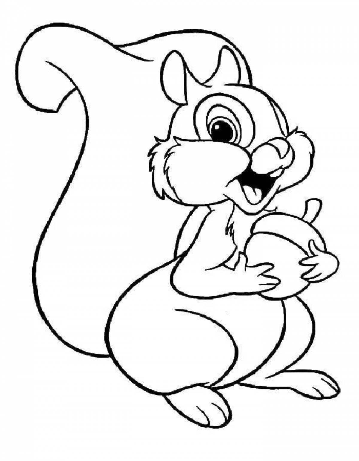 Squirrel humorous coloring book for children 3-4 years old