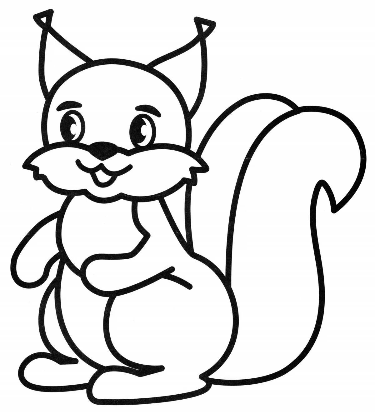 Zany squirrel coloring book for 3-4 year olds