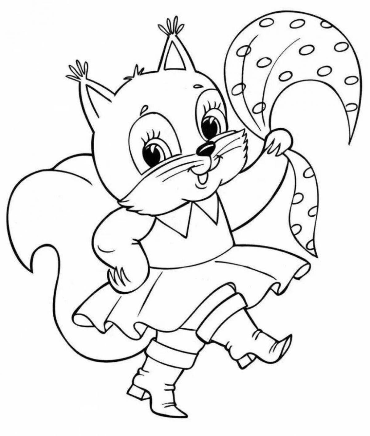 Funny squirrel coloring book for children 3-4 years old