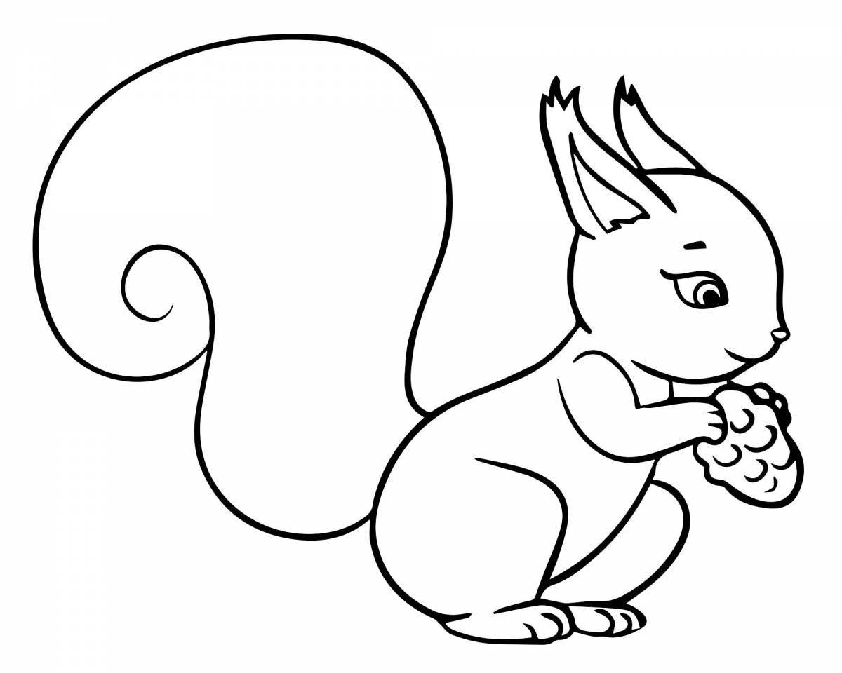 Exotic squirrel coloring book for children 3-4 years old