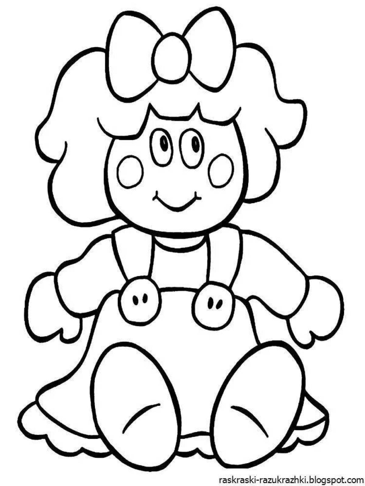 Adorable doll coloring book for 2-3 year olds