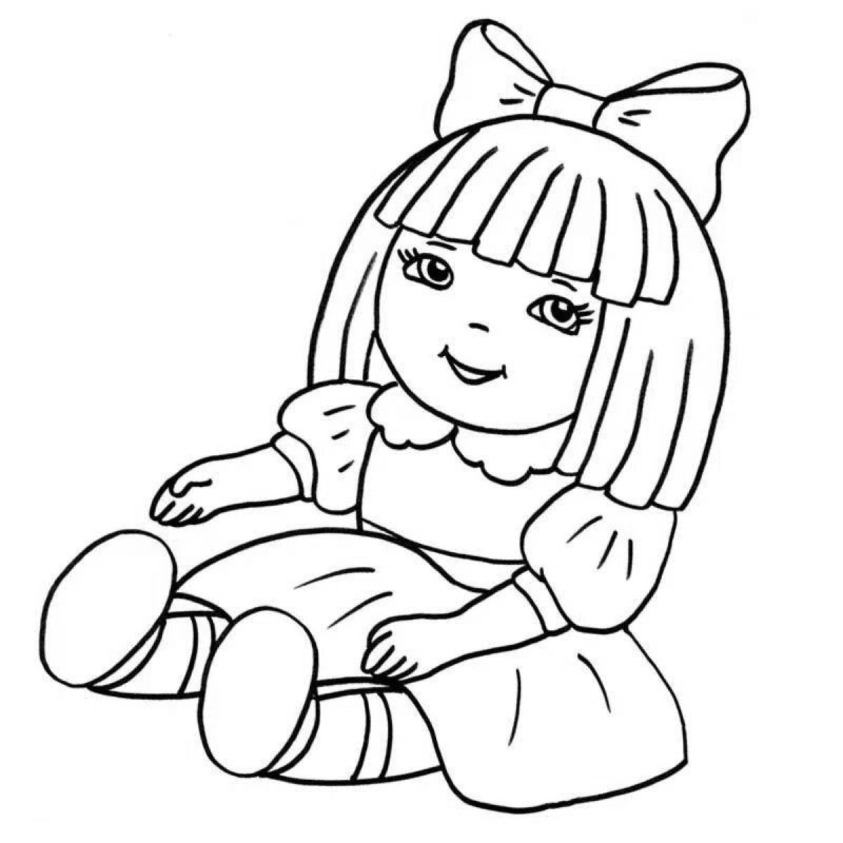 Adorable doll coloring book for 2-3 year olds