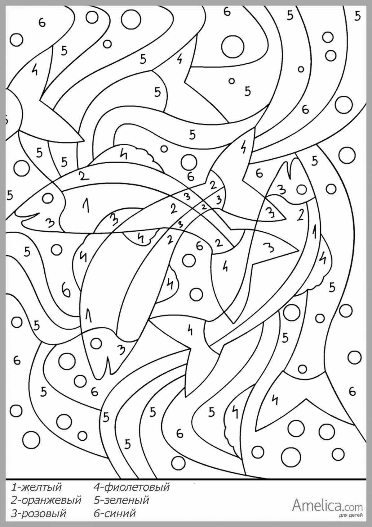 Color by number coloring book for 10 year olds