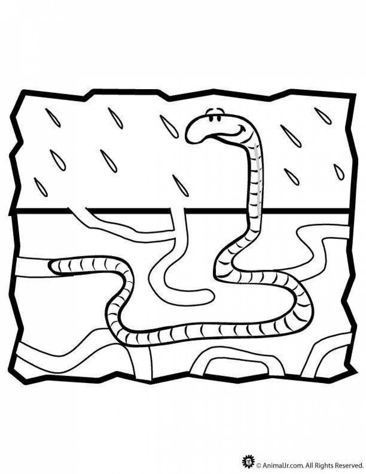 Coloring page amazing bridge worm