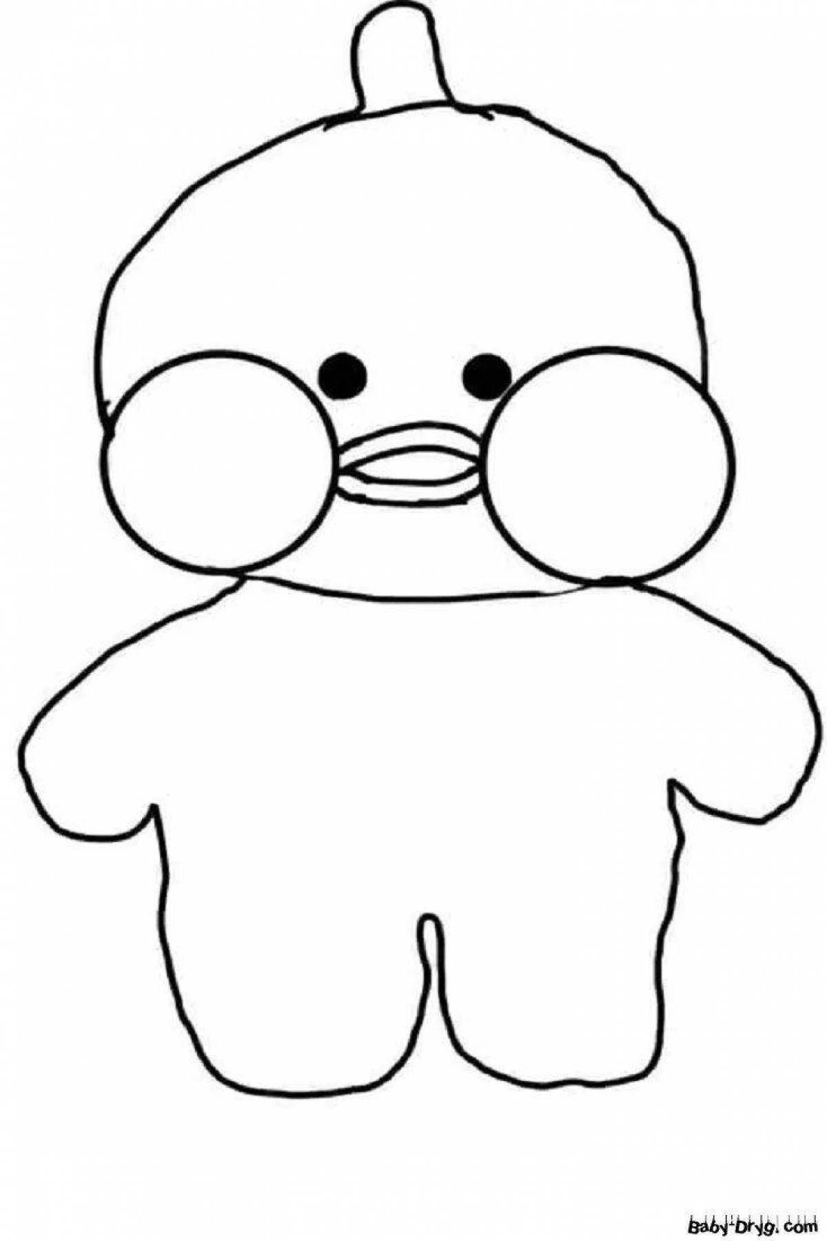 Coloring page adorable fan duck