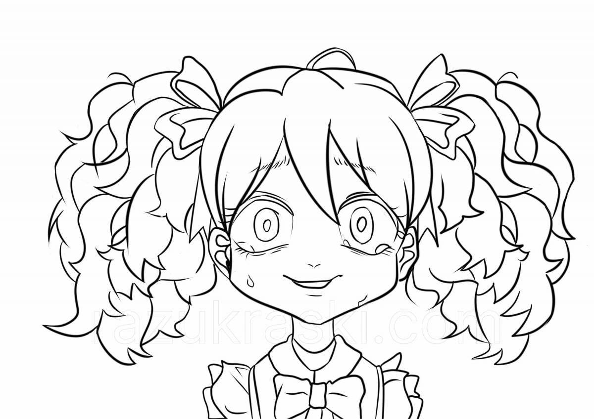 Coloring page joyful doll with poppy