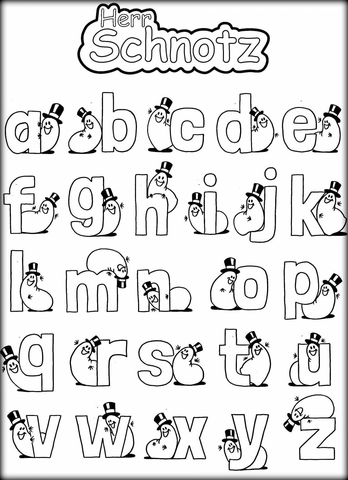 Playful alphabet coloring page