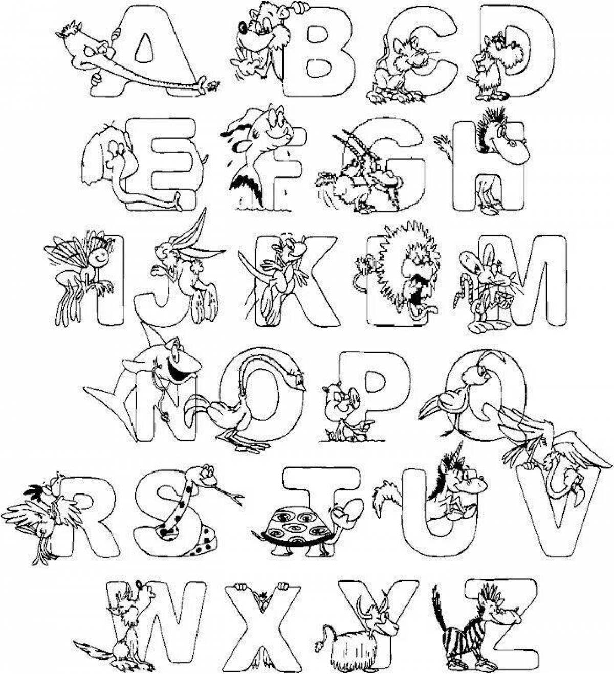 Color-blasted alphabet roll coloring page