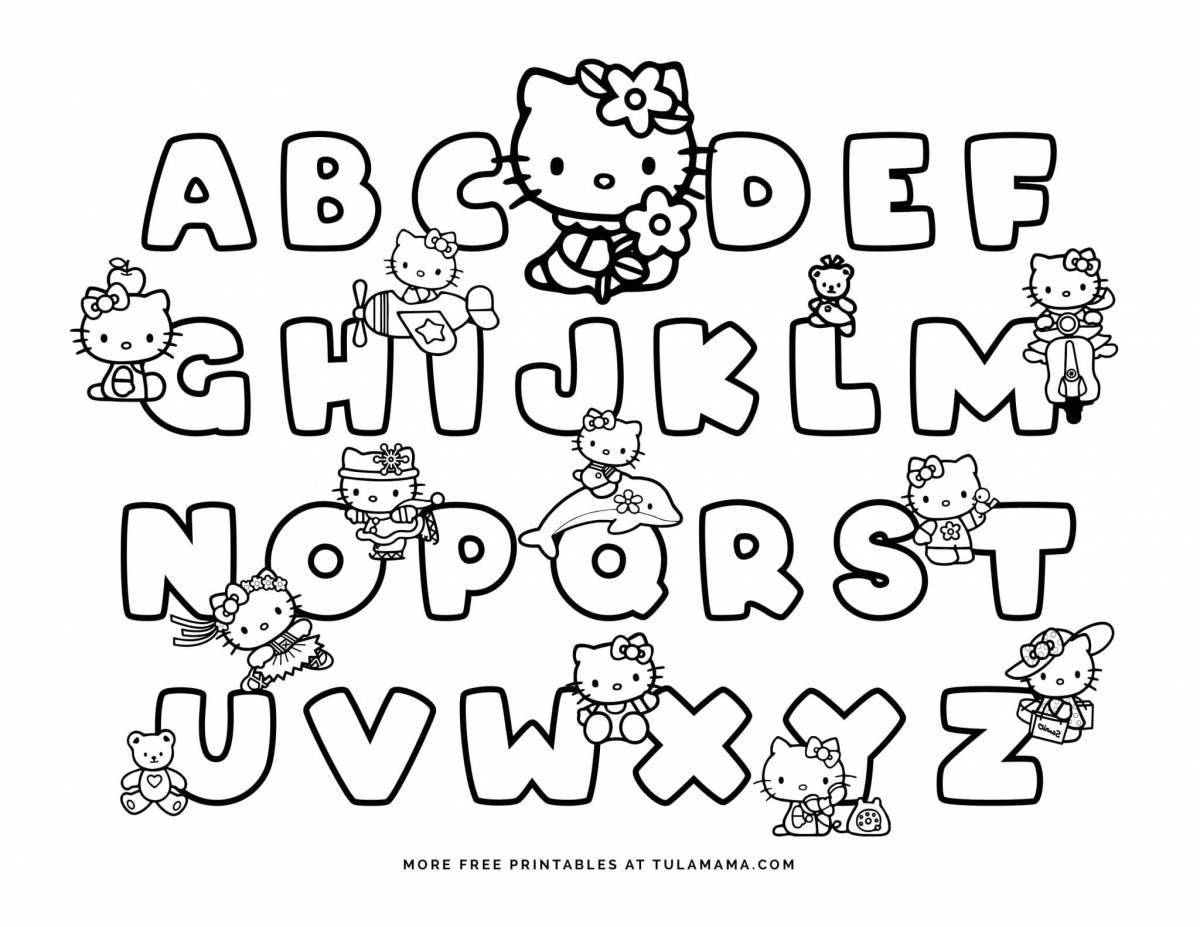 Color-explosive alphabet roll coloring page