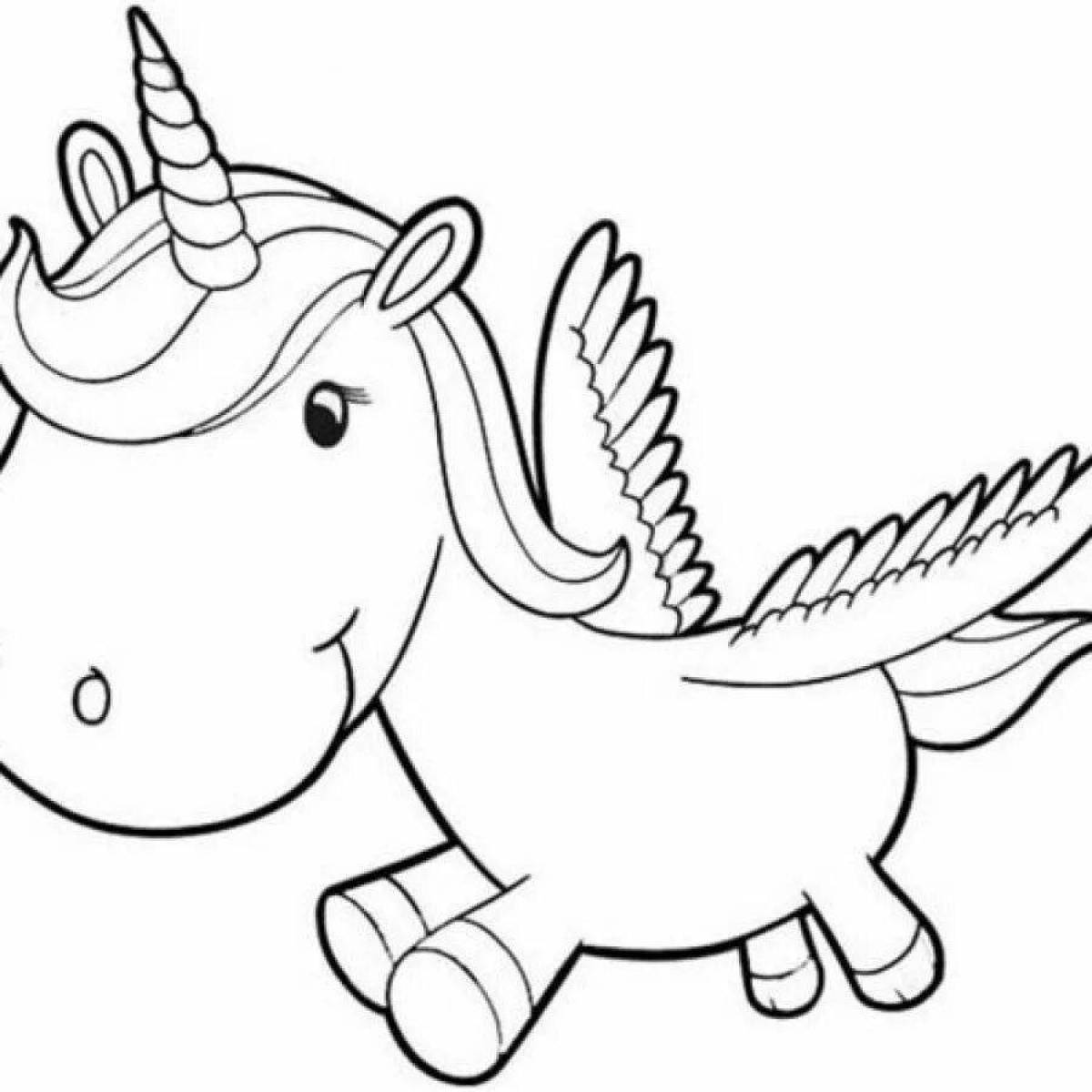 Tempting coloring drawing of a unicorn