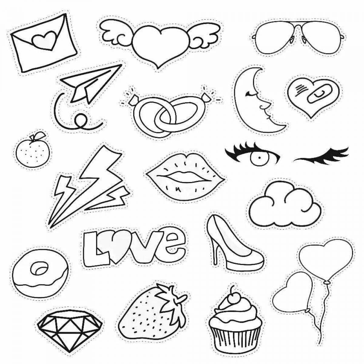 Sparkling printable coloring stickers