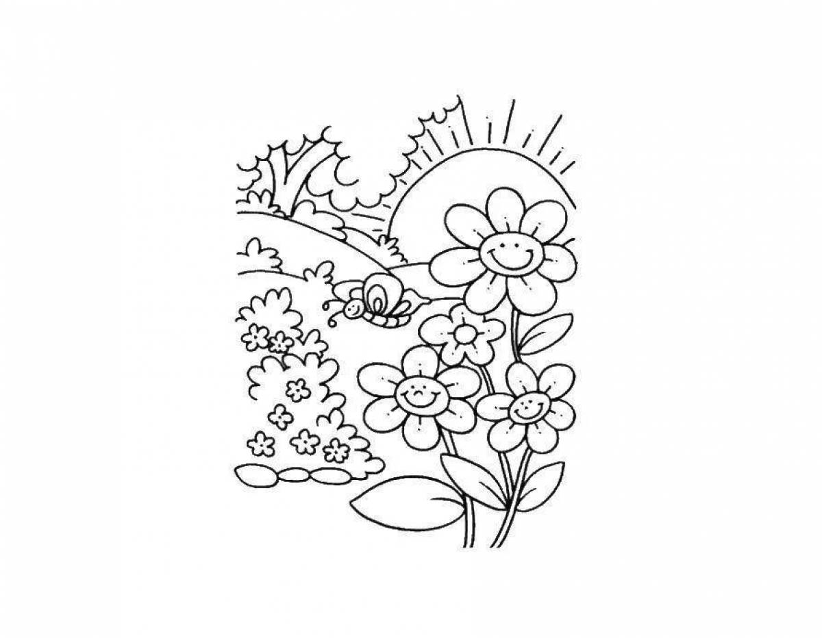 Playful spring coloring for kids