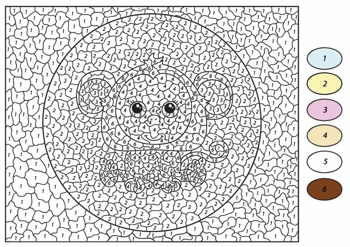 Color-explosion big by numbers coloring page