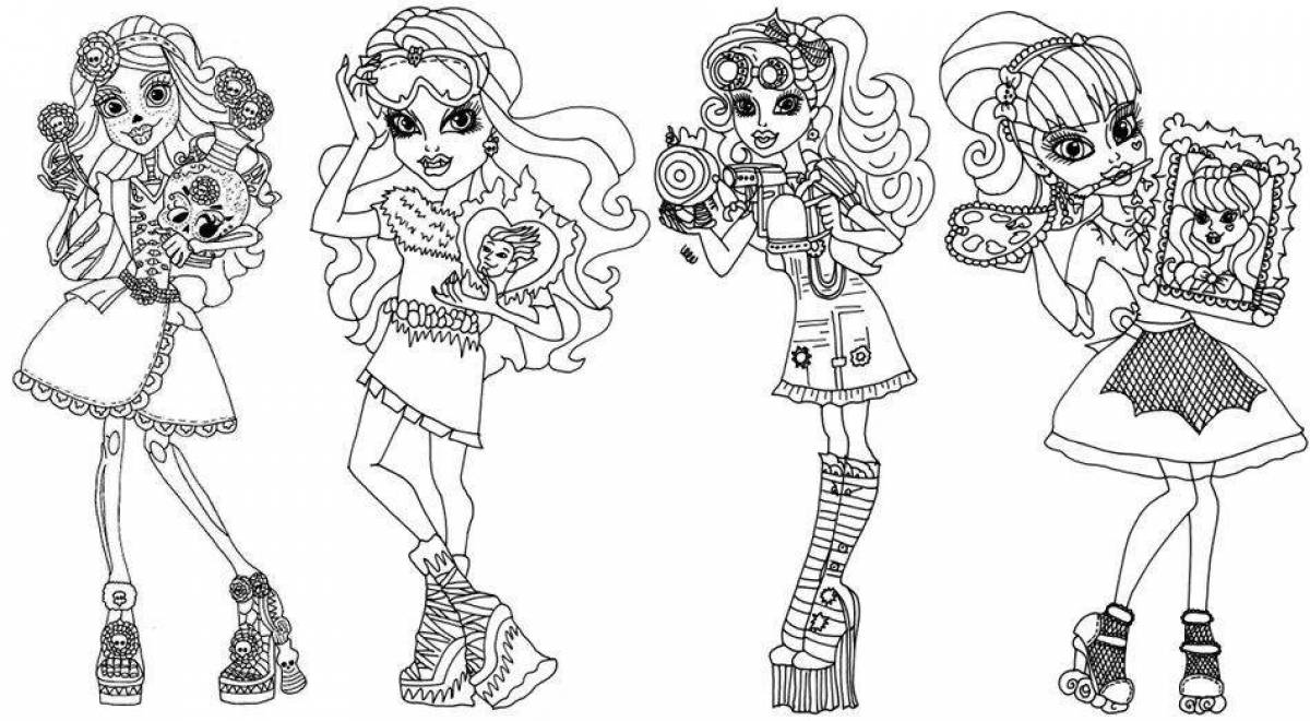 Яркая раскраска для девочек monster high