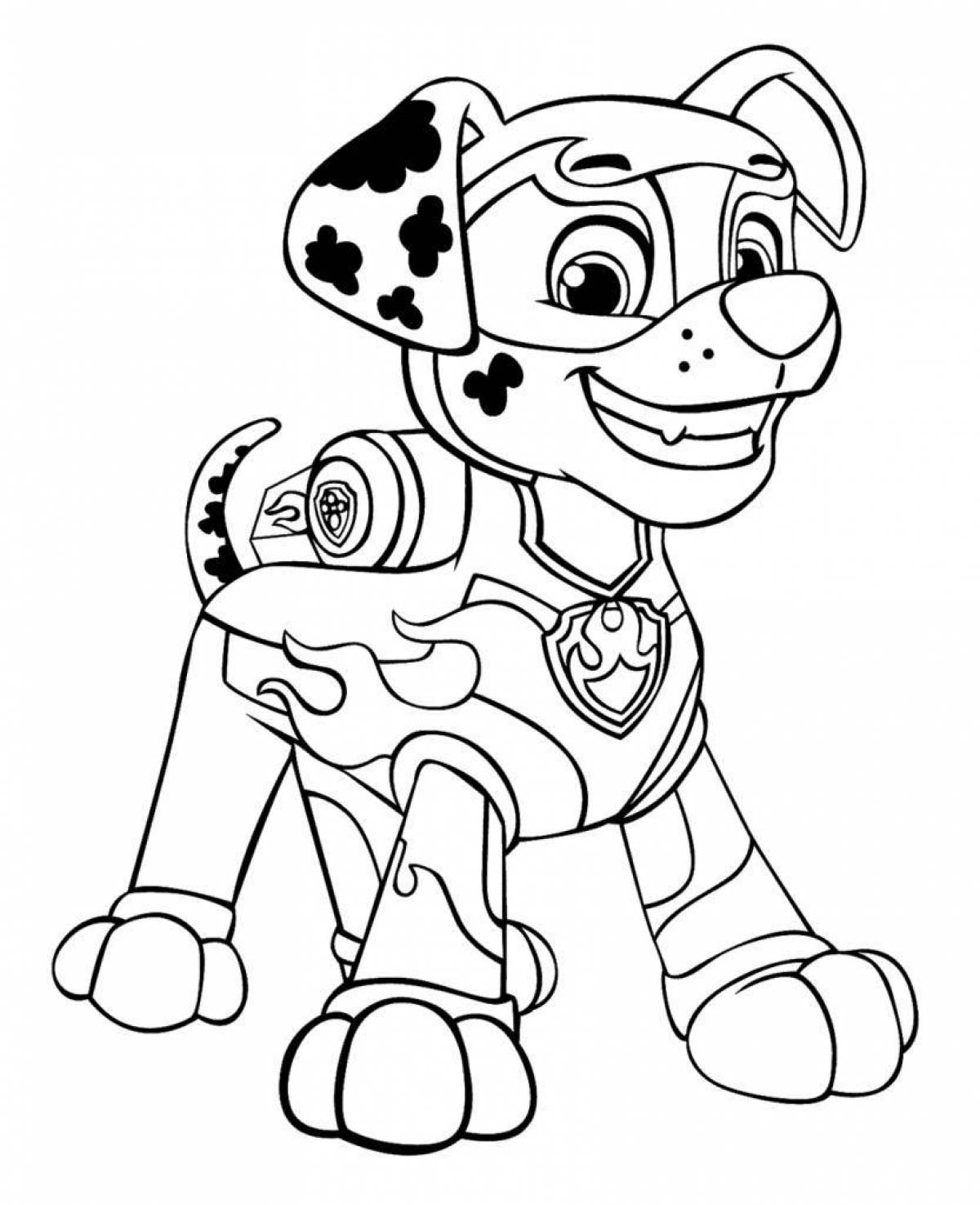 Анимированная страница-раскраска «щенячий патруль» для мальчиков