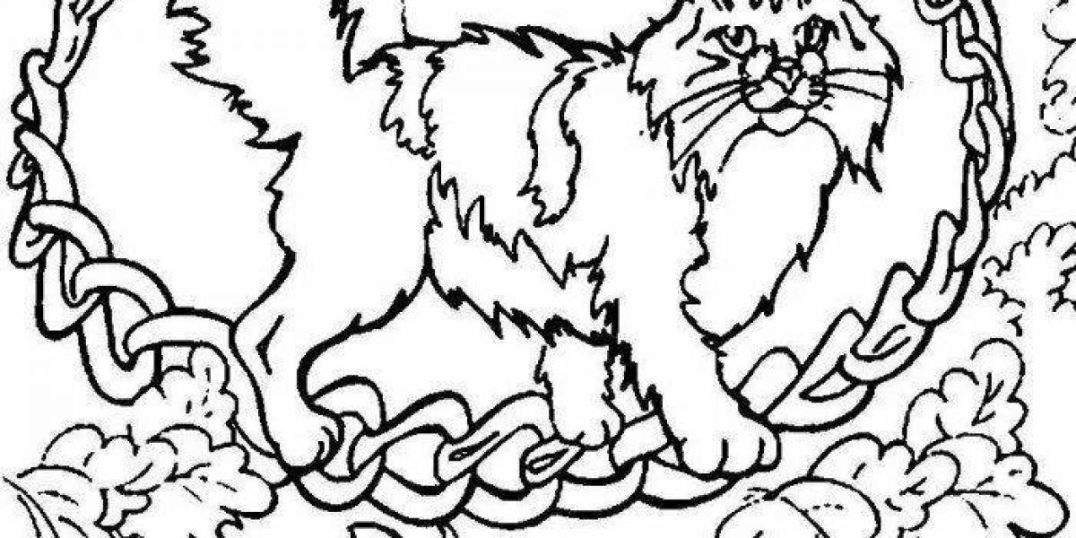 Coloring book playful scientist cat