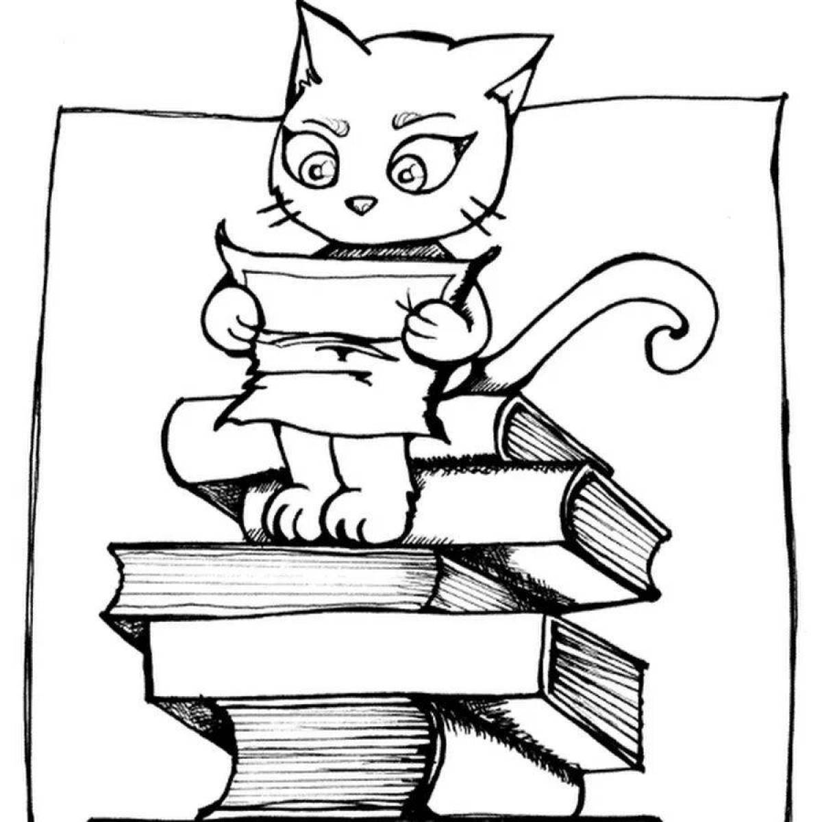 Coloring page adorable scientist cat