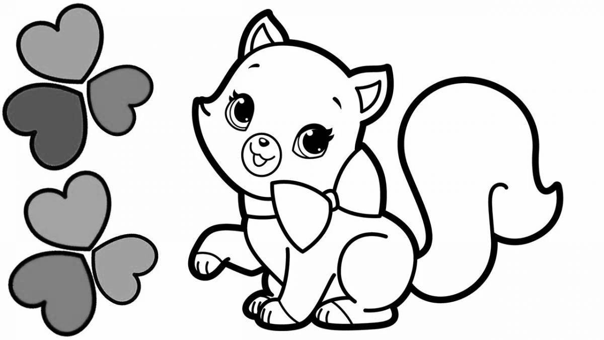 Cute kitten and puppy coloring book