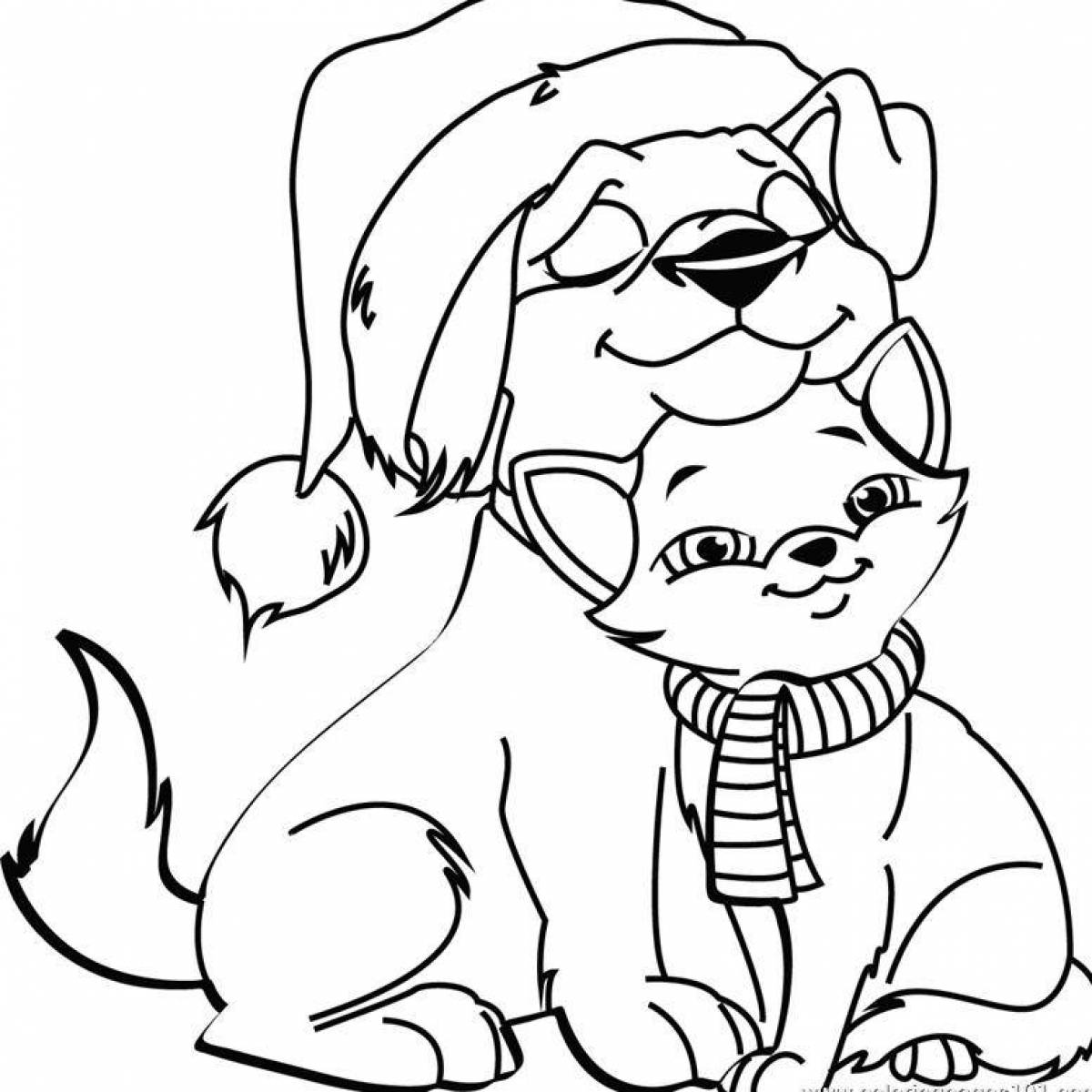 Adorable kitten and puppy coloring book