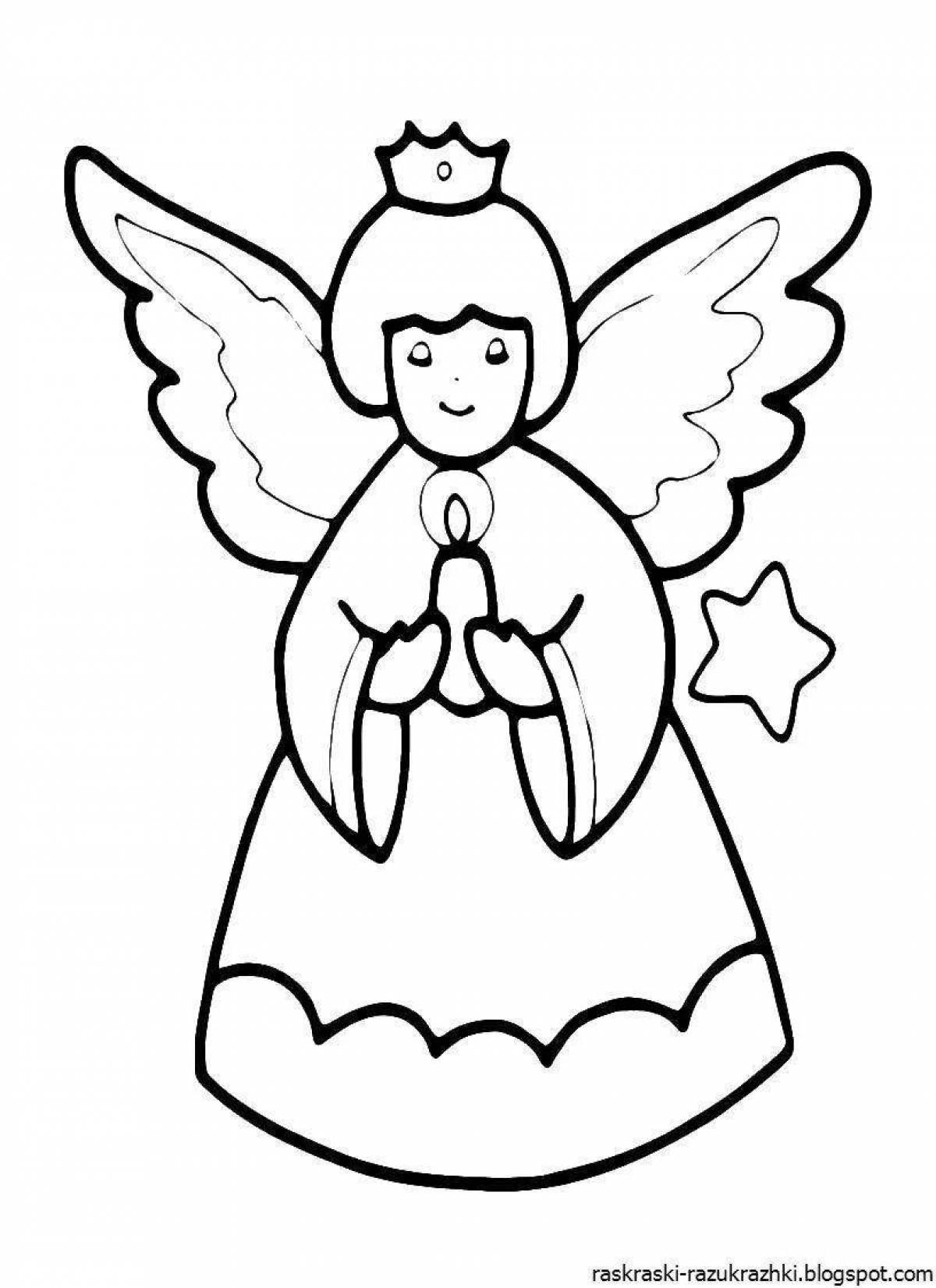 Merry christmas angel coloring for kids