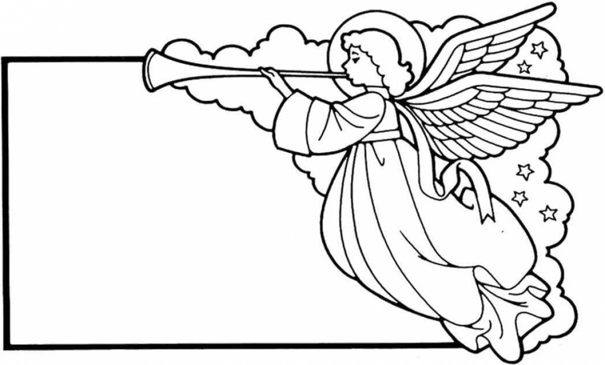 Glowing christmas angel coloring page for kids