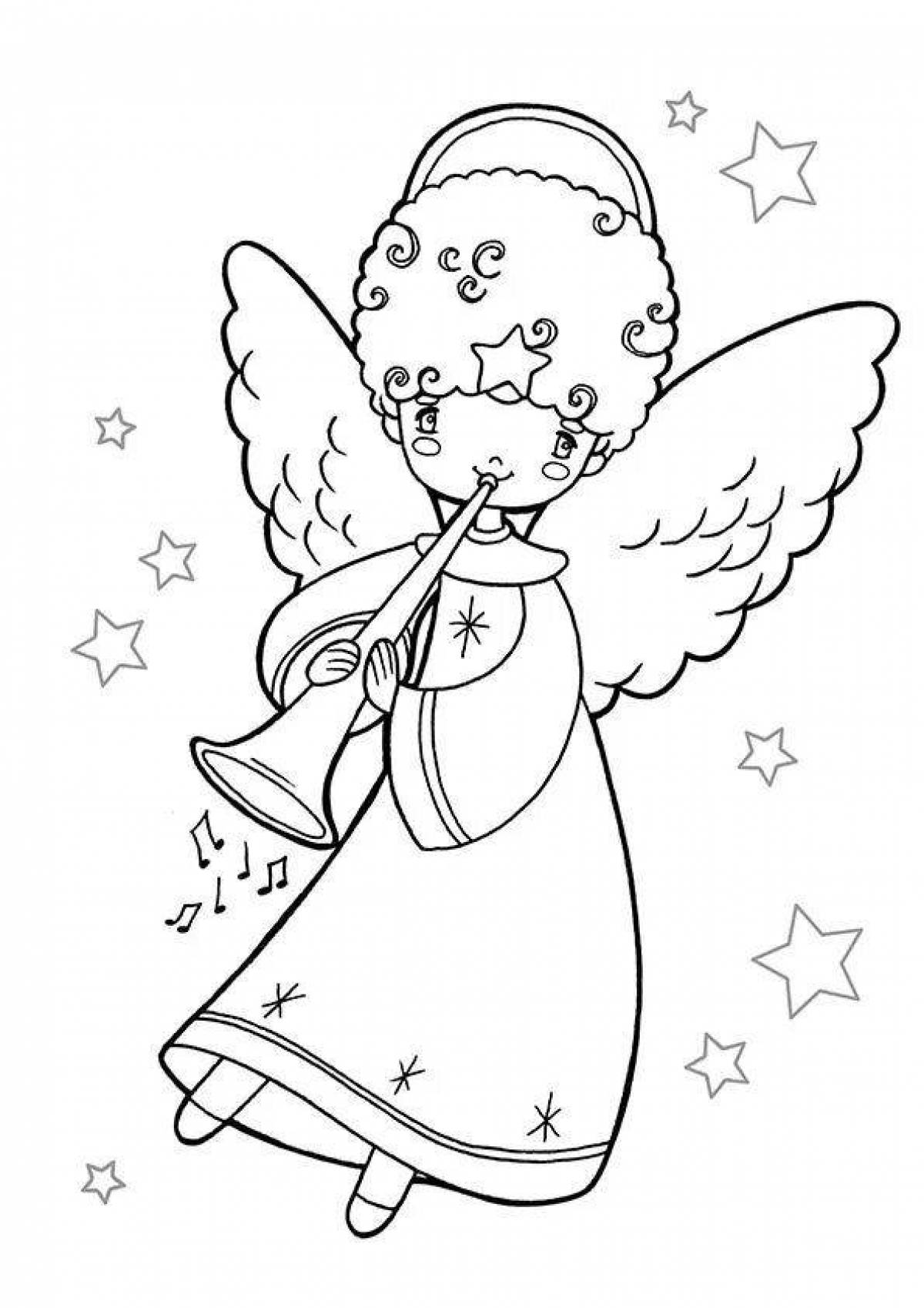 Божественный рождественский ангел раскраска для детей