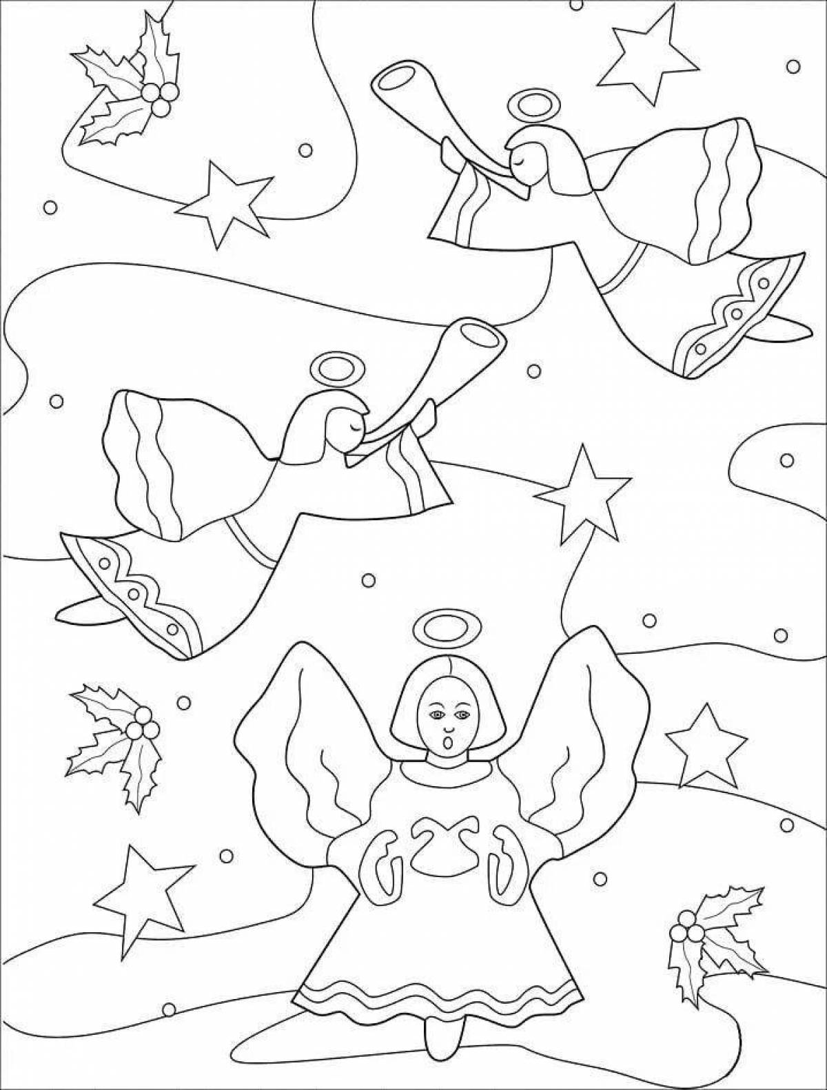 Небесный рождественский ангел раскраска для детей
