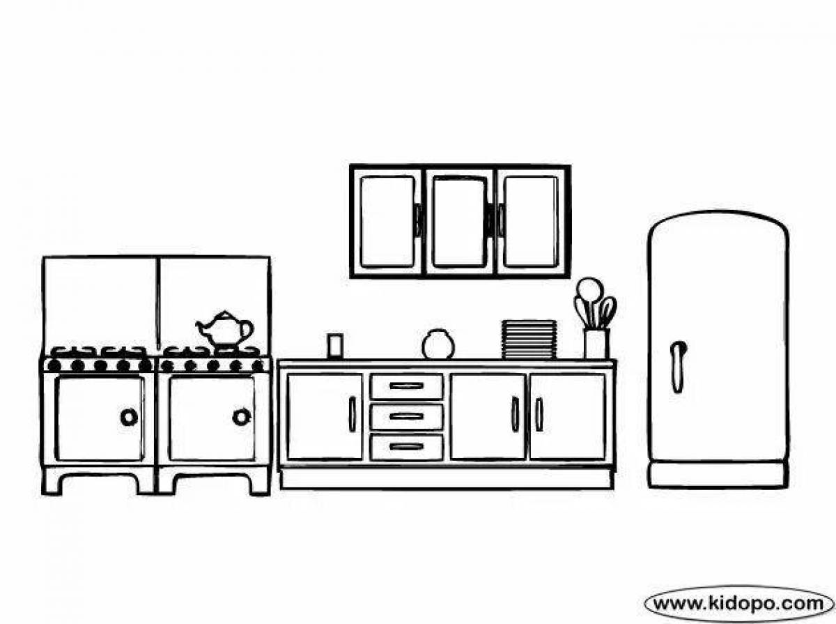 Colorful toko boko furniture coloring page