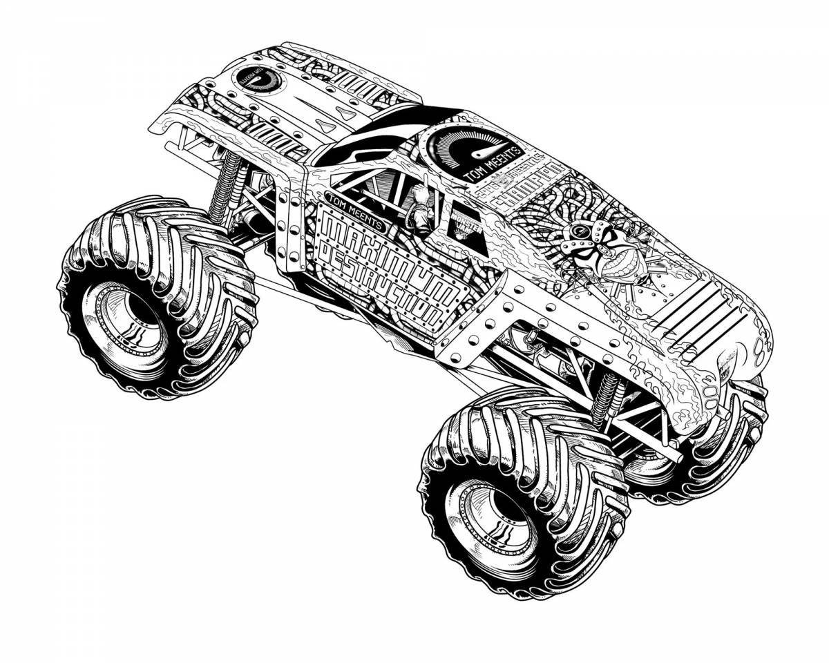 Colorful coloring monster truck hot wheels