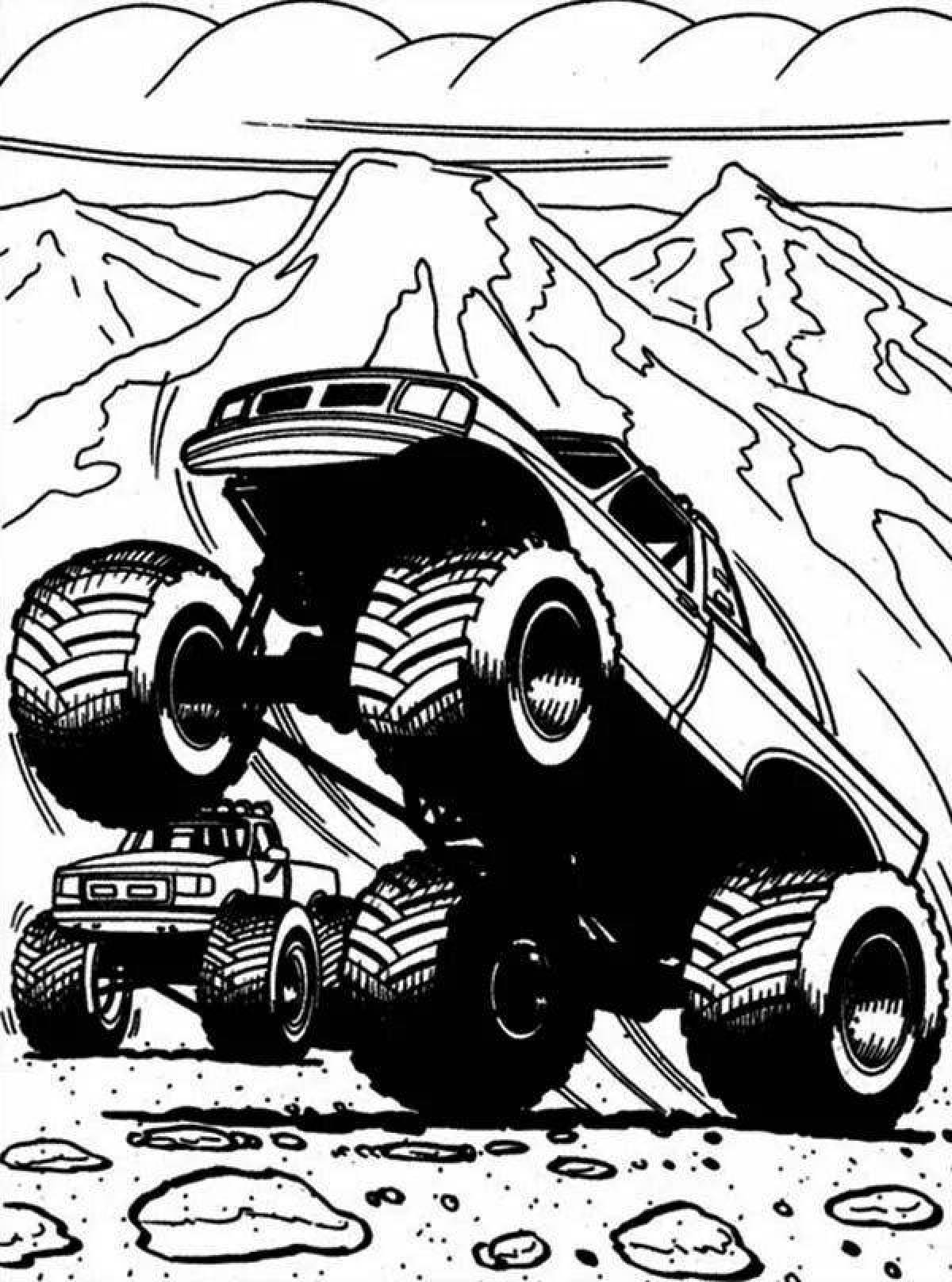 Monster truck hot wheels fire coloring