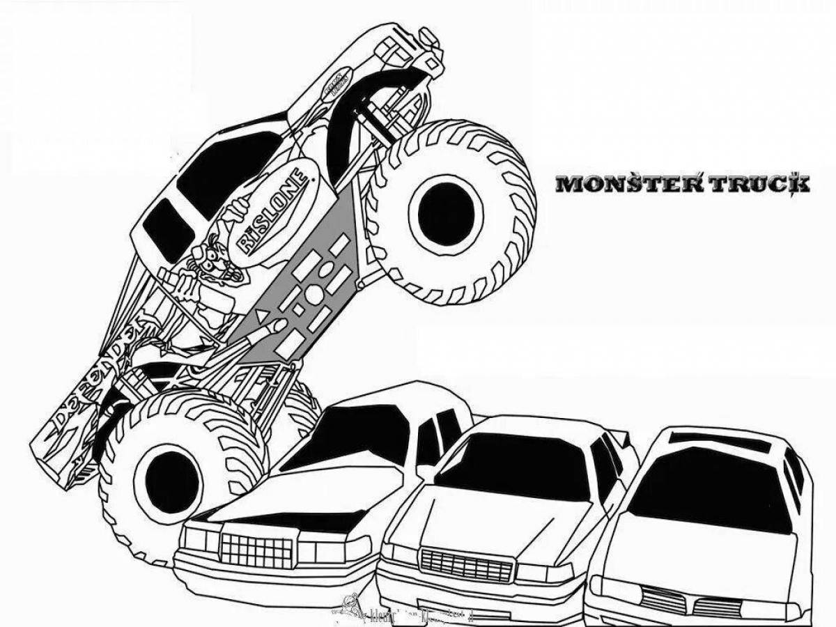 Monster truck hot wheels intensive coloring