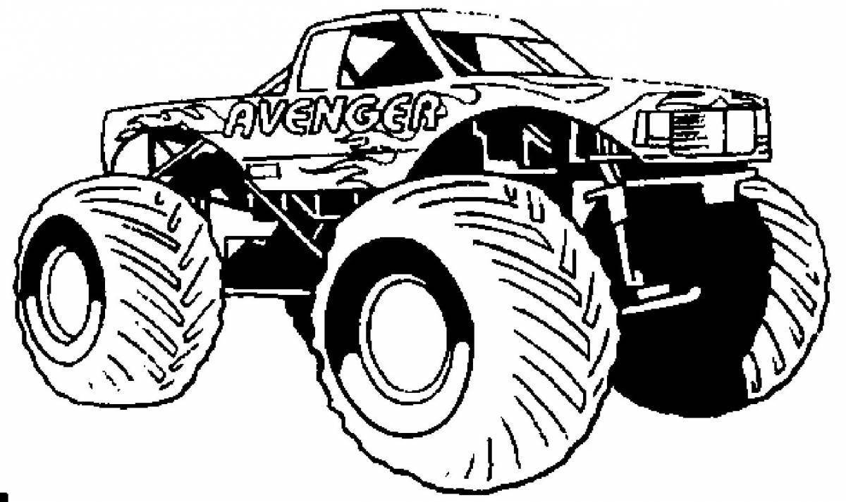 Sparkling monster truck hot wheels coloring page