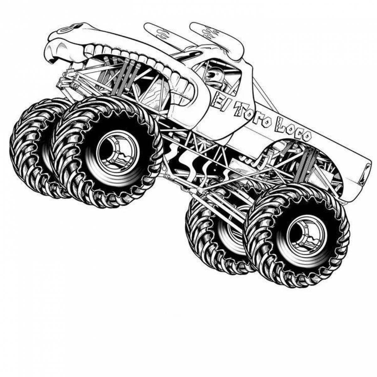 Impressive monster truck hot wheels coloring page