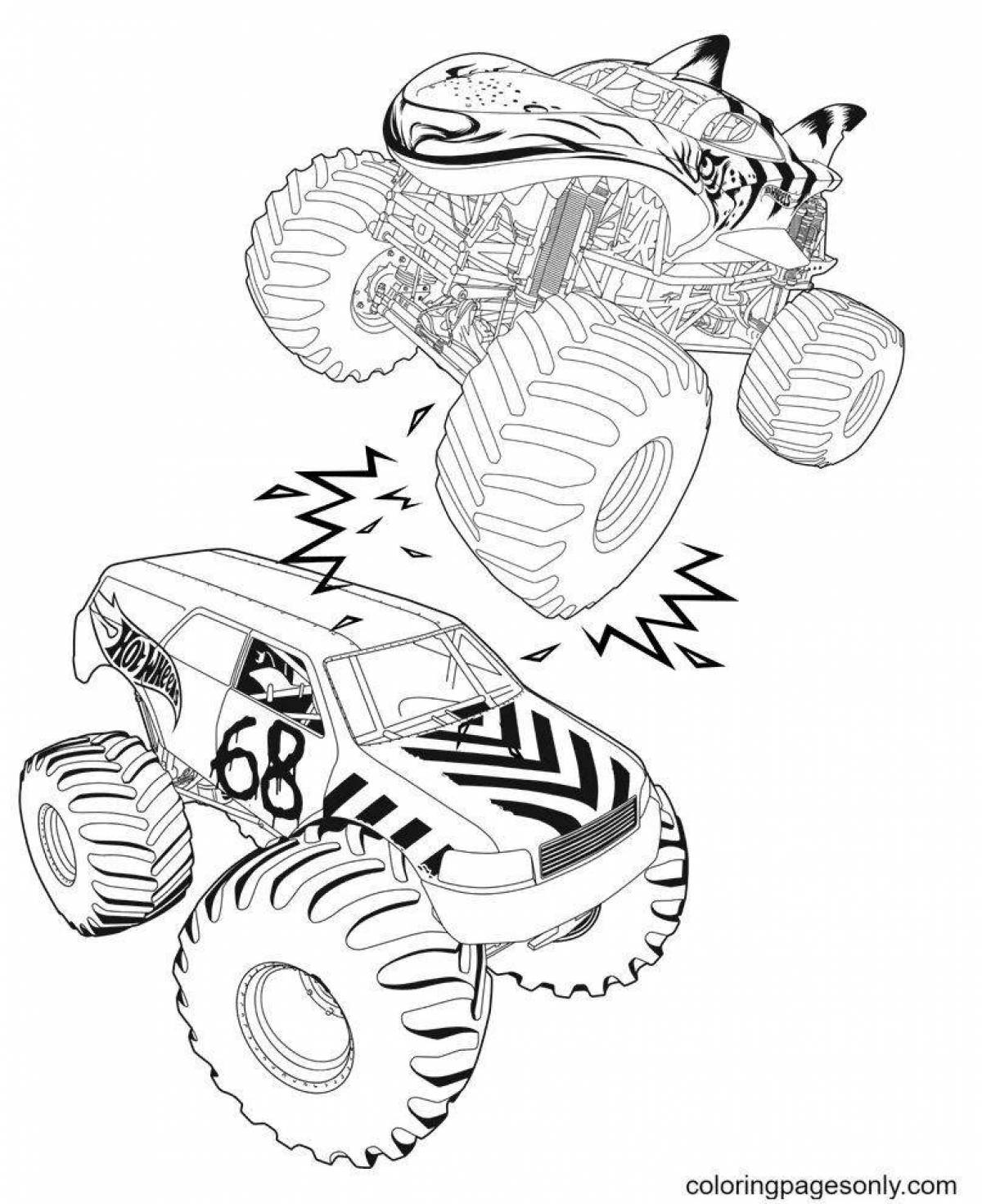 Monster truck hot wheels incredible coloring page