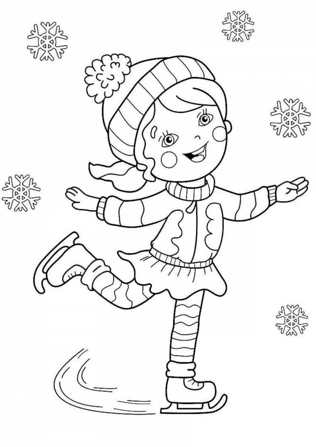 Glorious winter sports coloring page for preschoolers