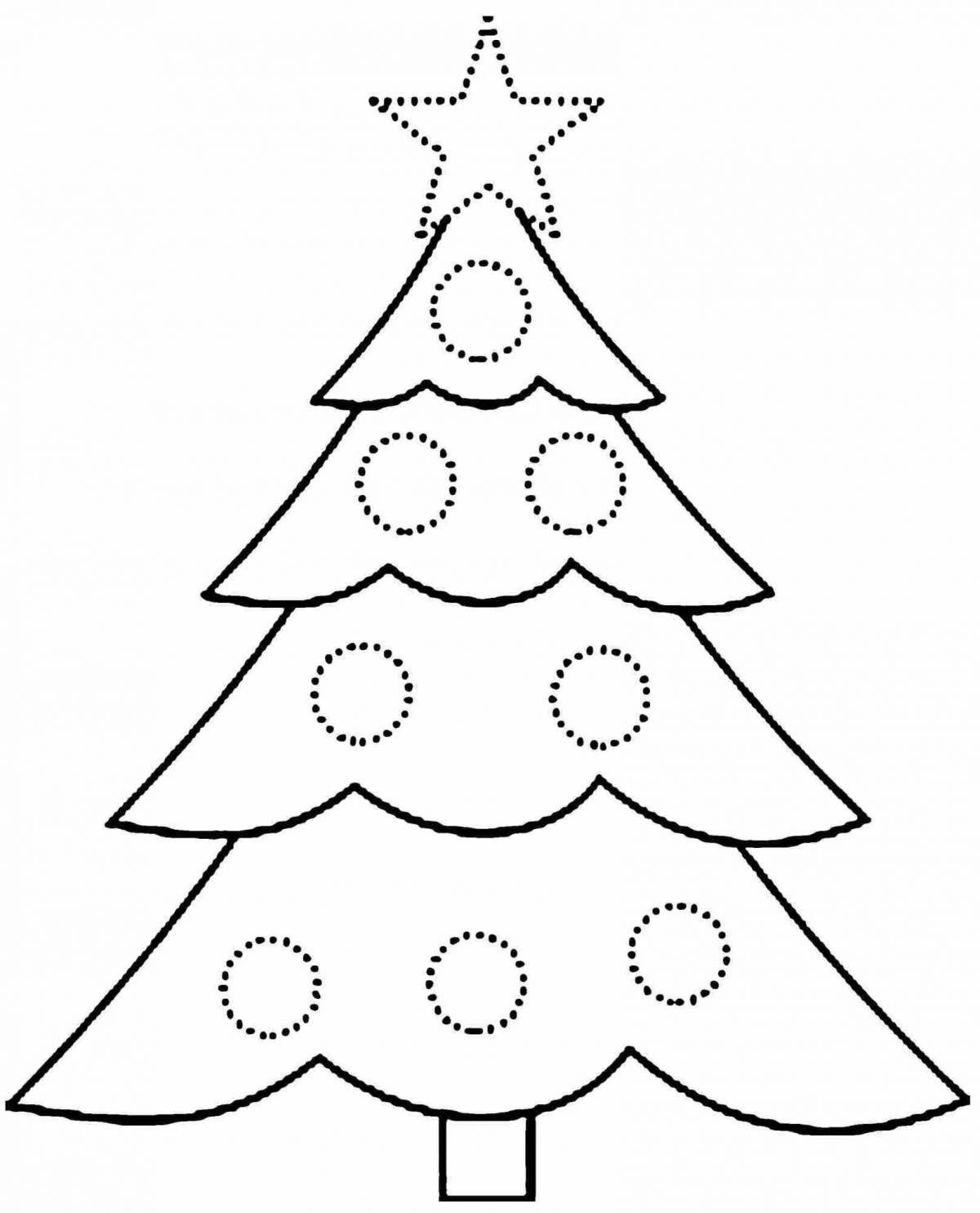 Красочная страница раскраски рождественской елки для детей