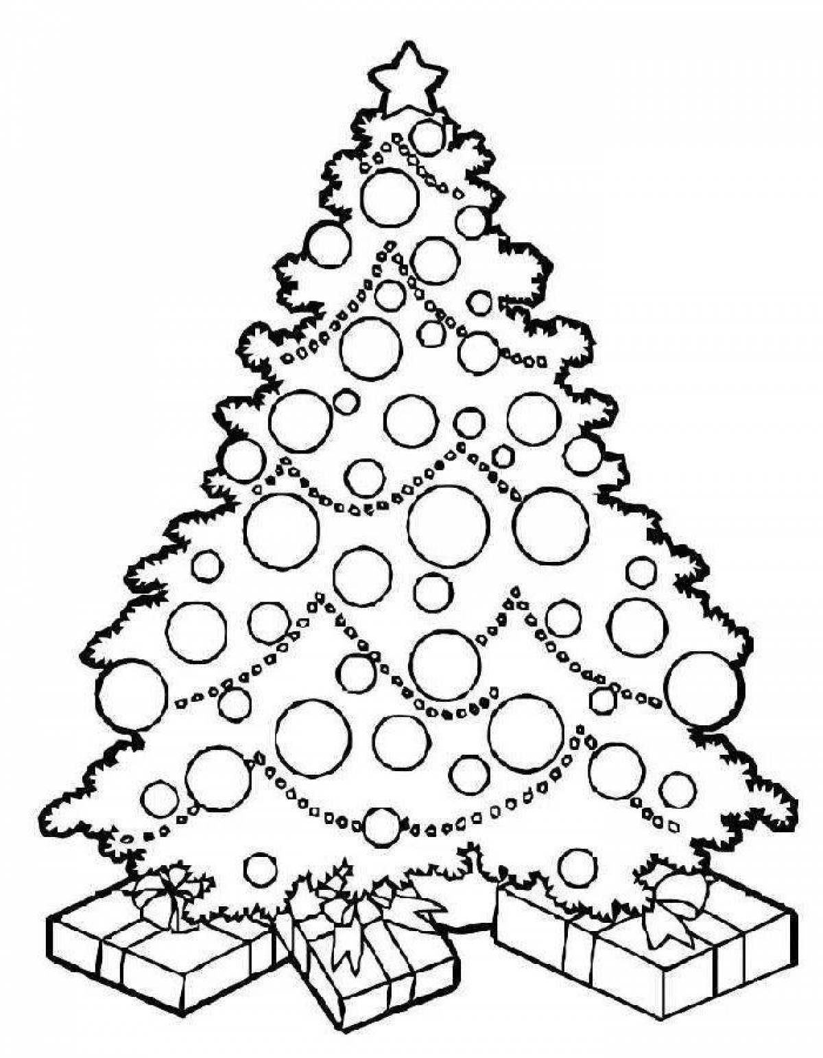 Раскраска радостная рождественская елка для детей 4-5 лет