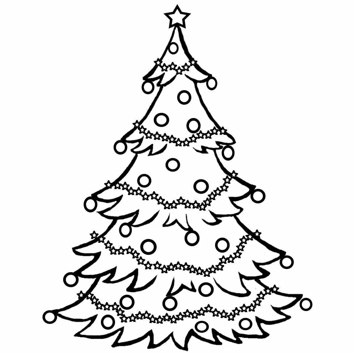 Раскраска «светящаяся рождественская елка» для детей 4-5 лет
