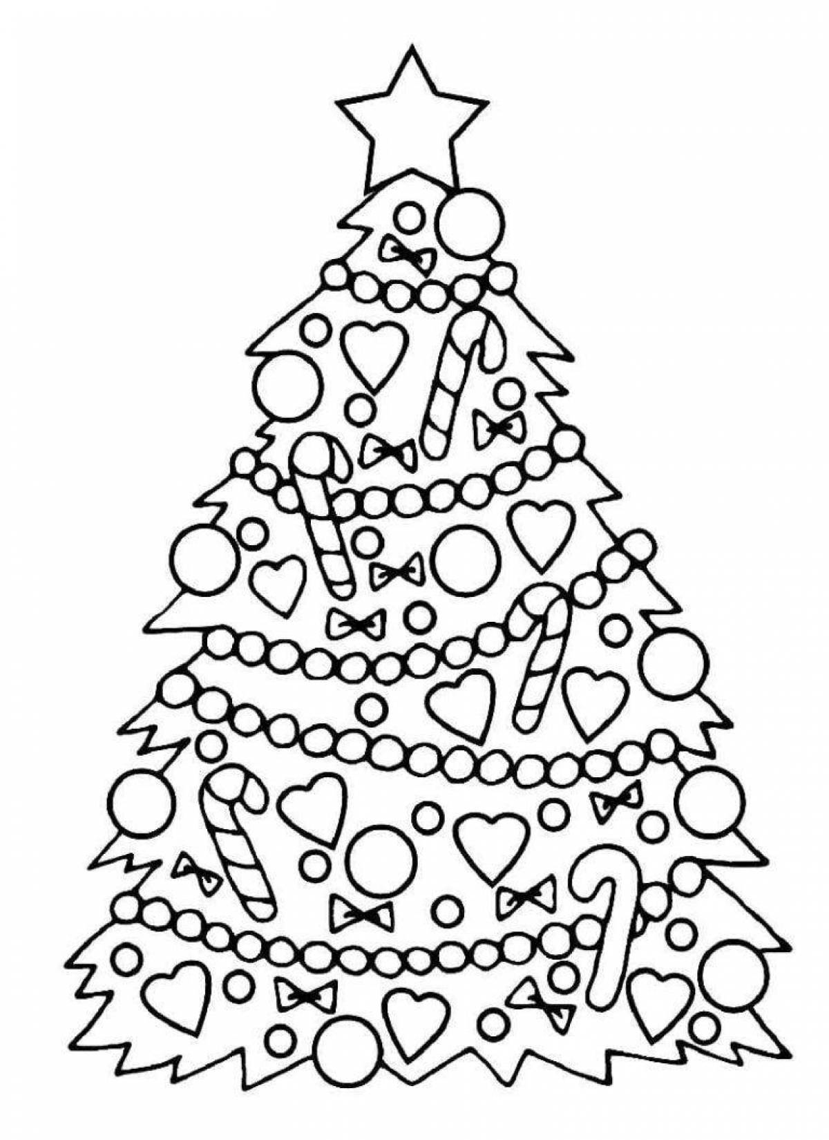 Раскраска «сверкающая новогодняя елка» для детей 4-5 лет