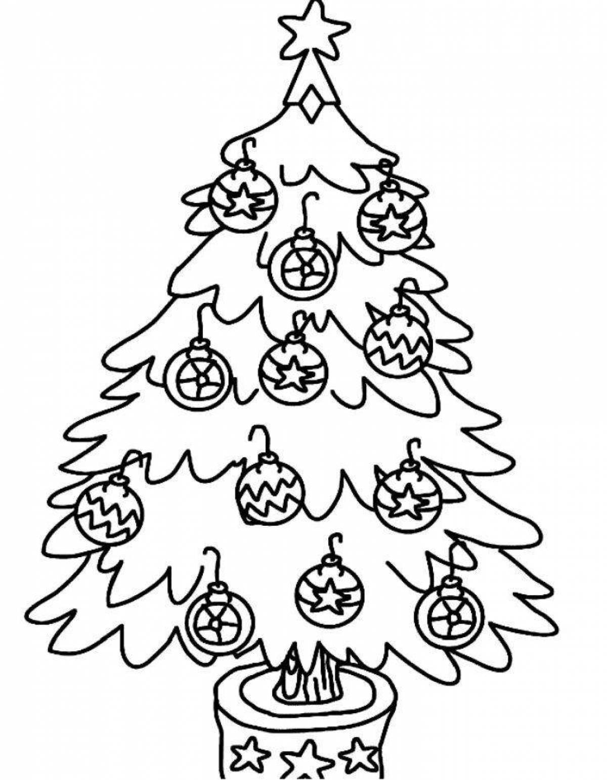 Раскраска «великолепная рождественская елка» для детей 4-5 лет