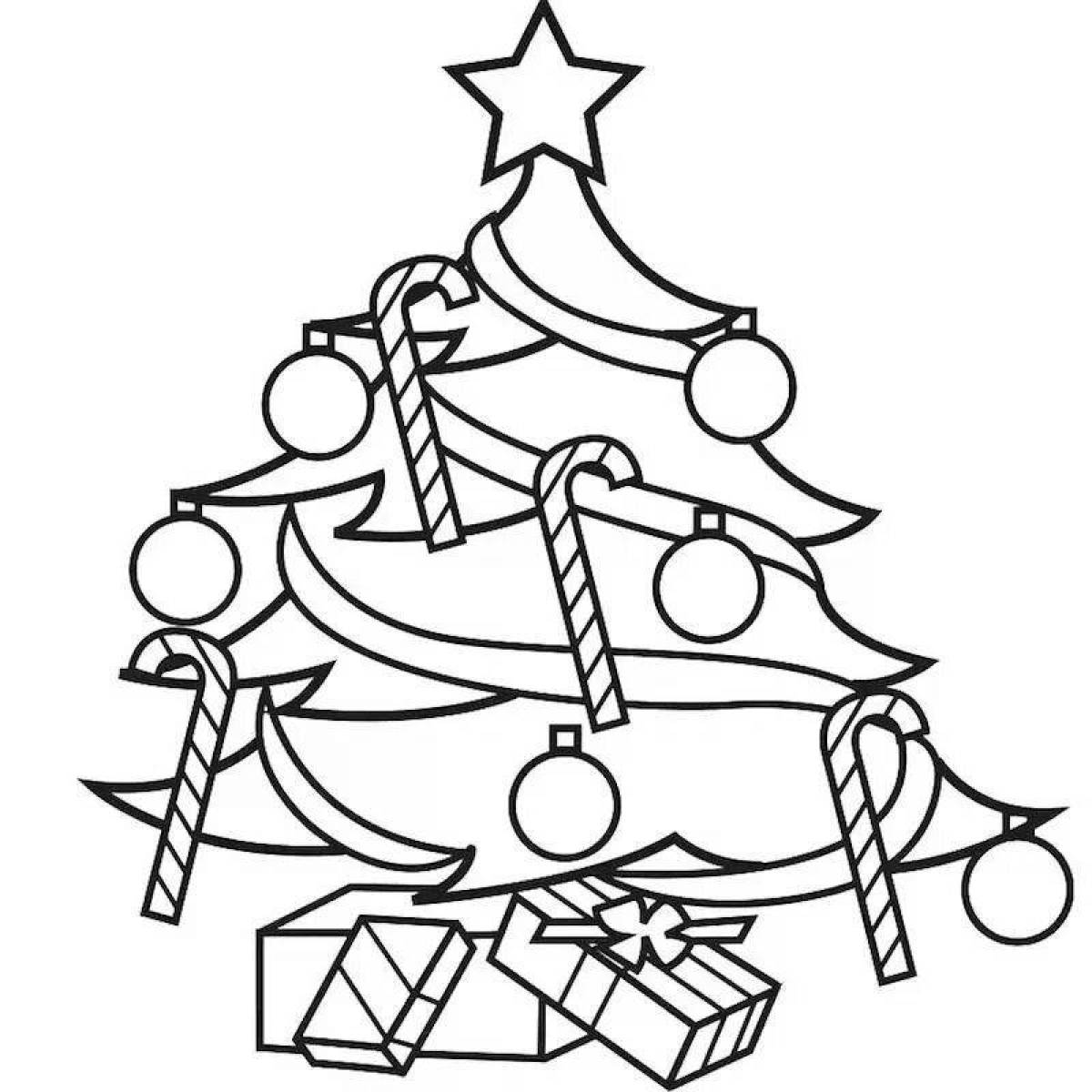 Coloring book dazzling Christmas tree for kids
