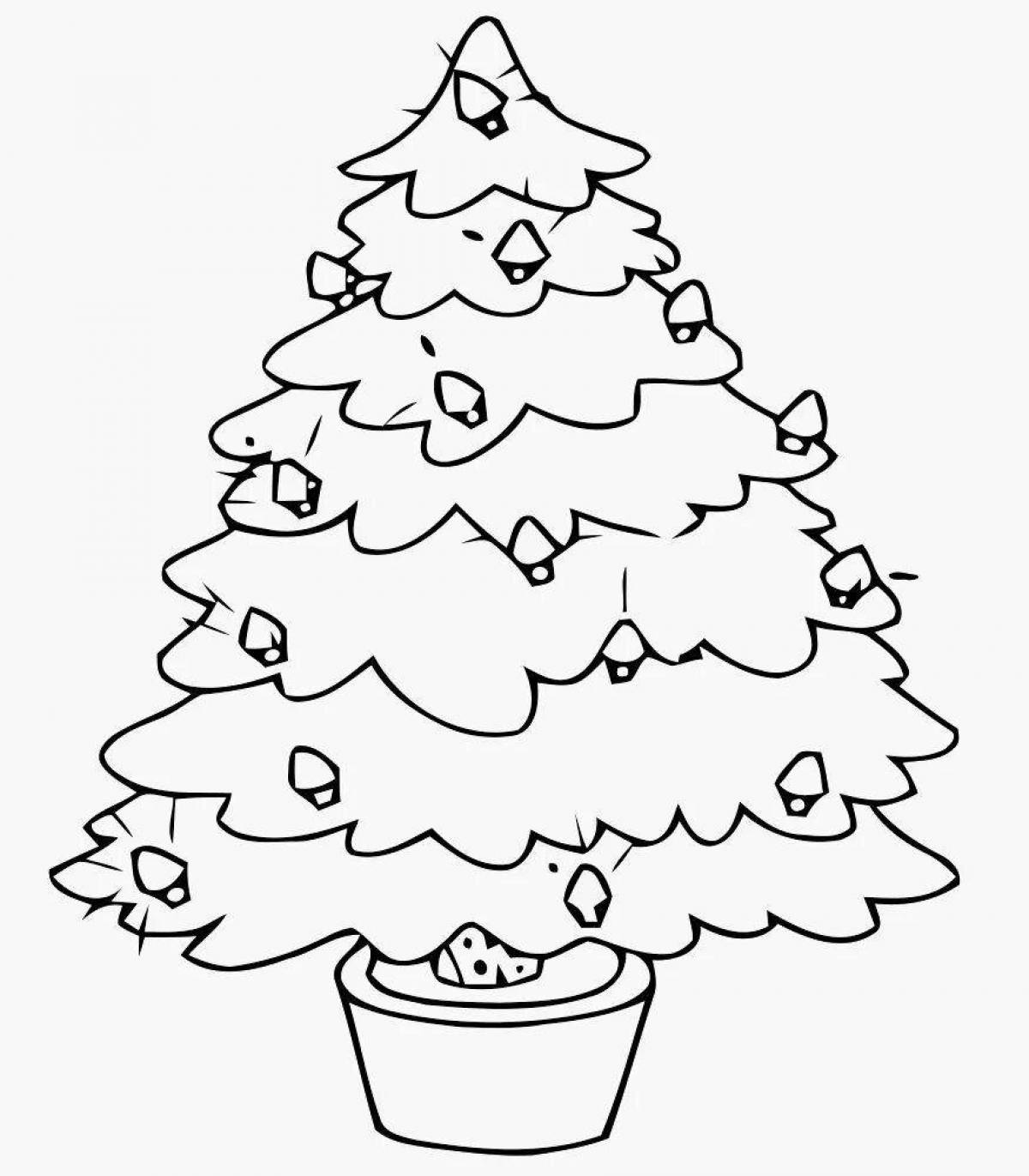 Раскраска гламурная новогодняя елка для детей