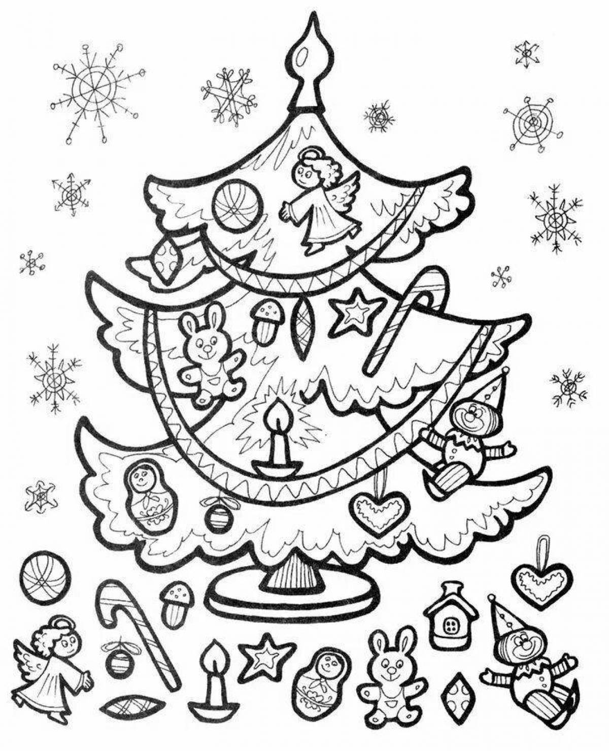 Glitter Christmas tree coloring book for kids