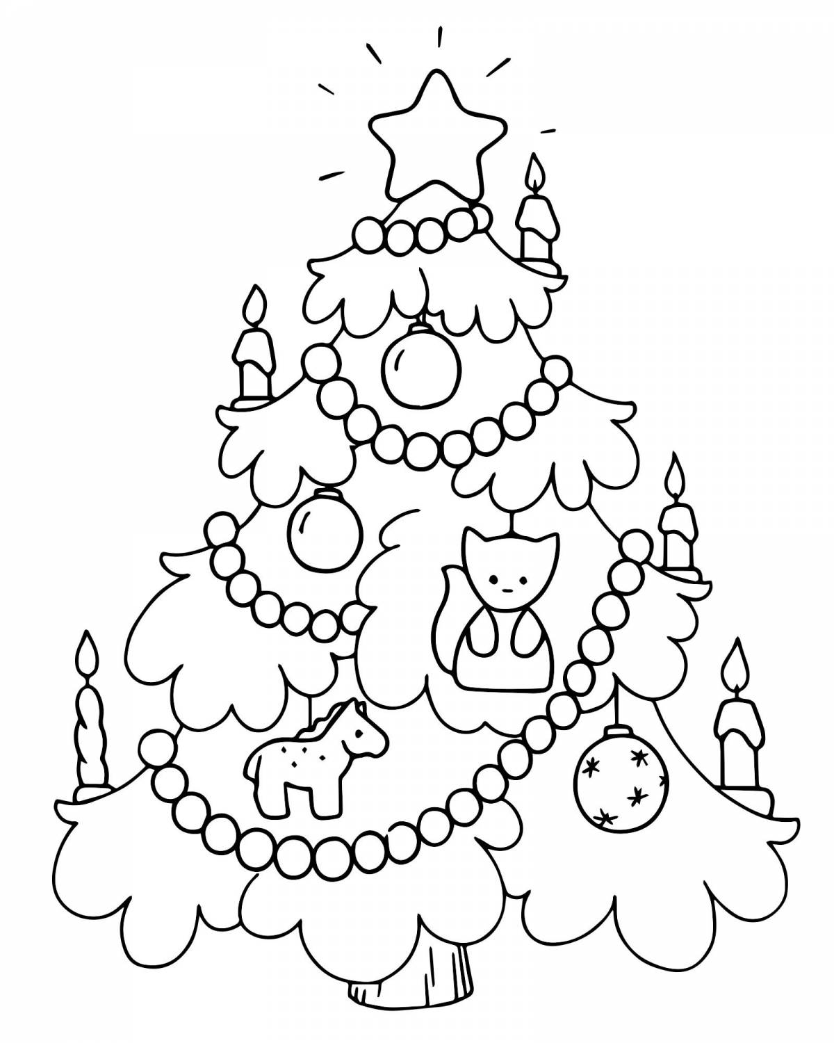 Выдающаяся страница раскраски рождественской елки для детей