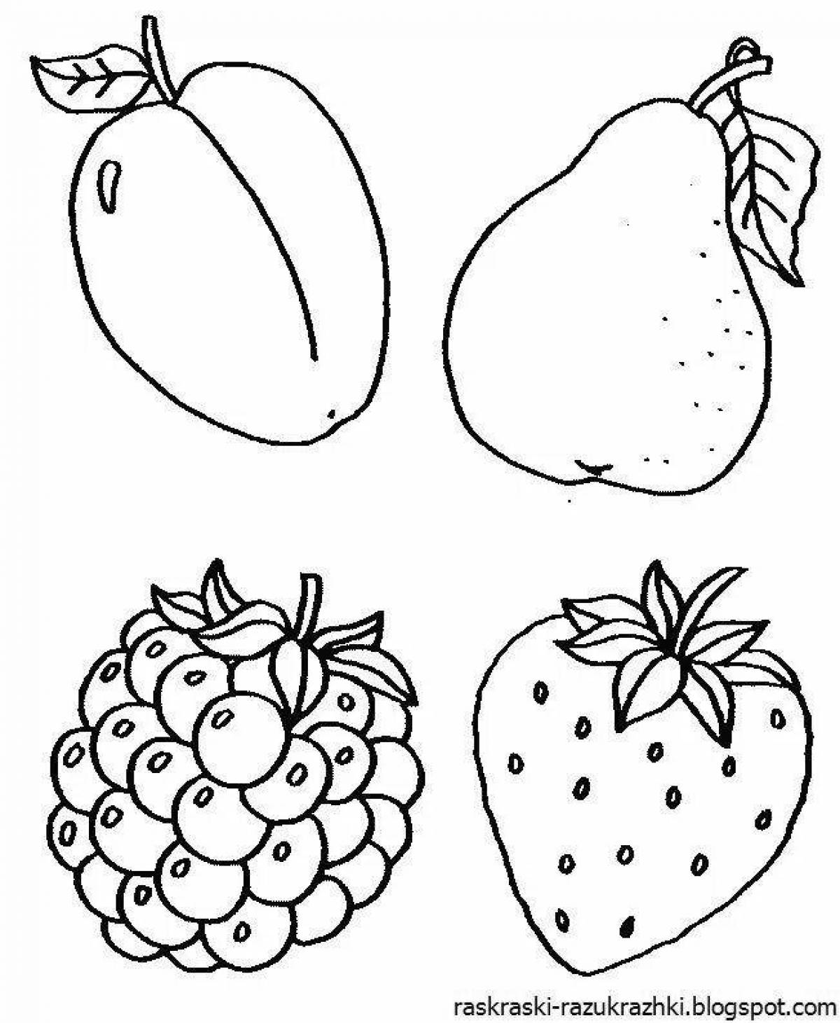 Colorful coloring pages with fruits for children 2-3 years old