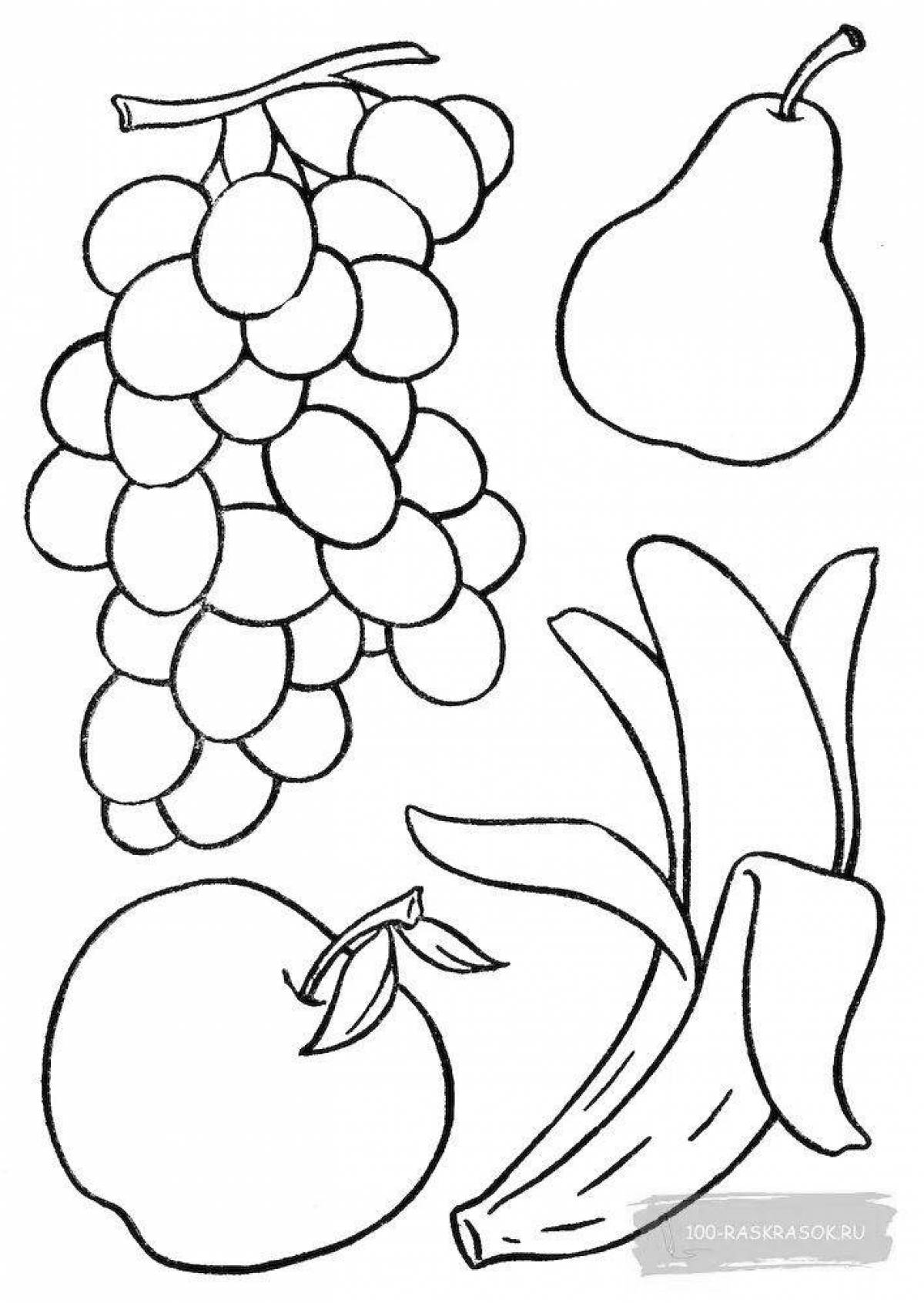 Fun coloring pages with fruits for children 2-3 years old