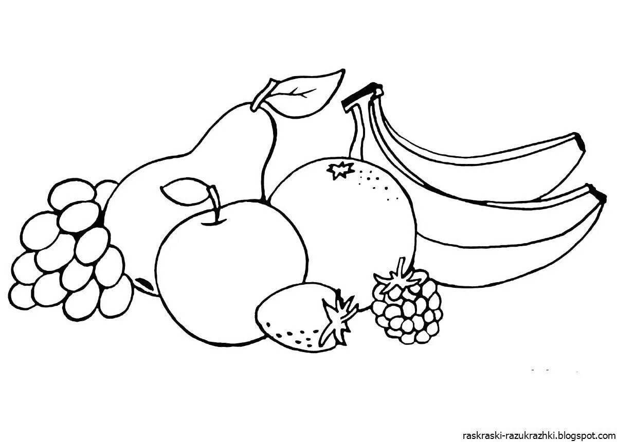 Attractive fruit coloring book for 2-3 year olds