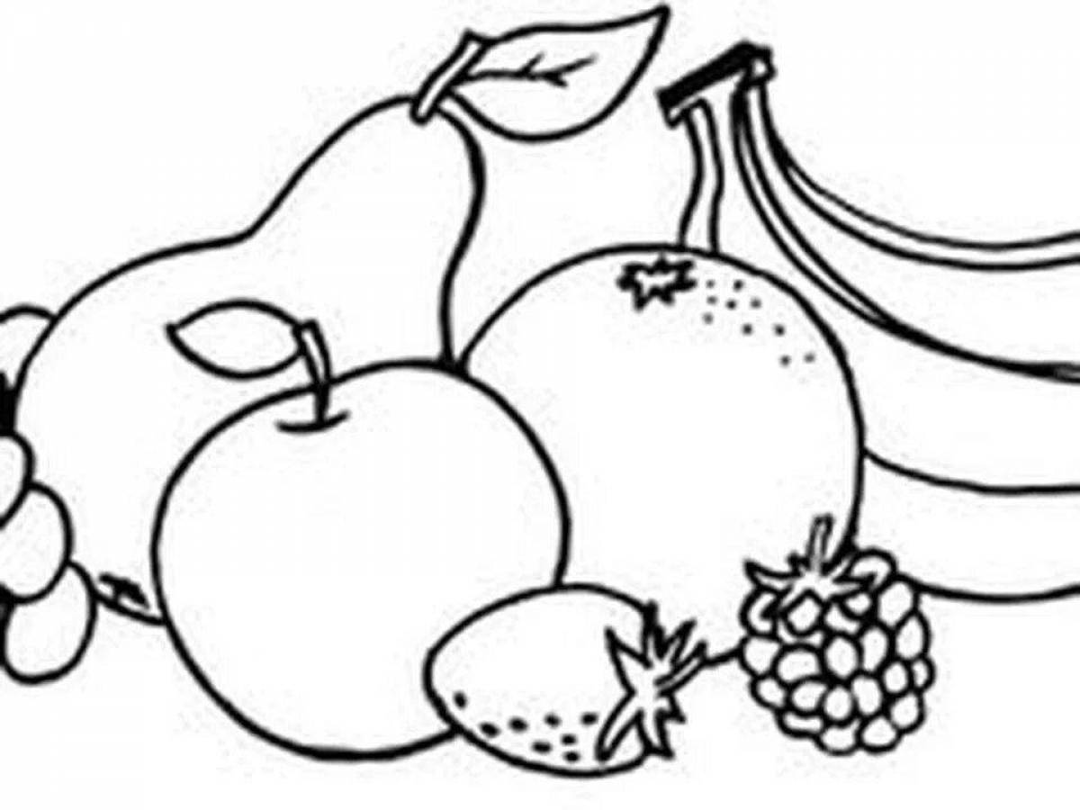 Fun fruit coloring book for 2-3 year olds