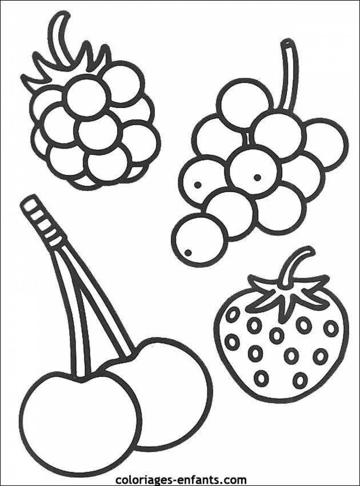 Interesting fruit coloring book for children 2-3 years old