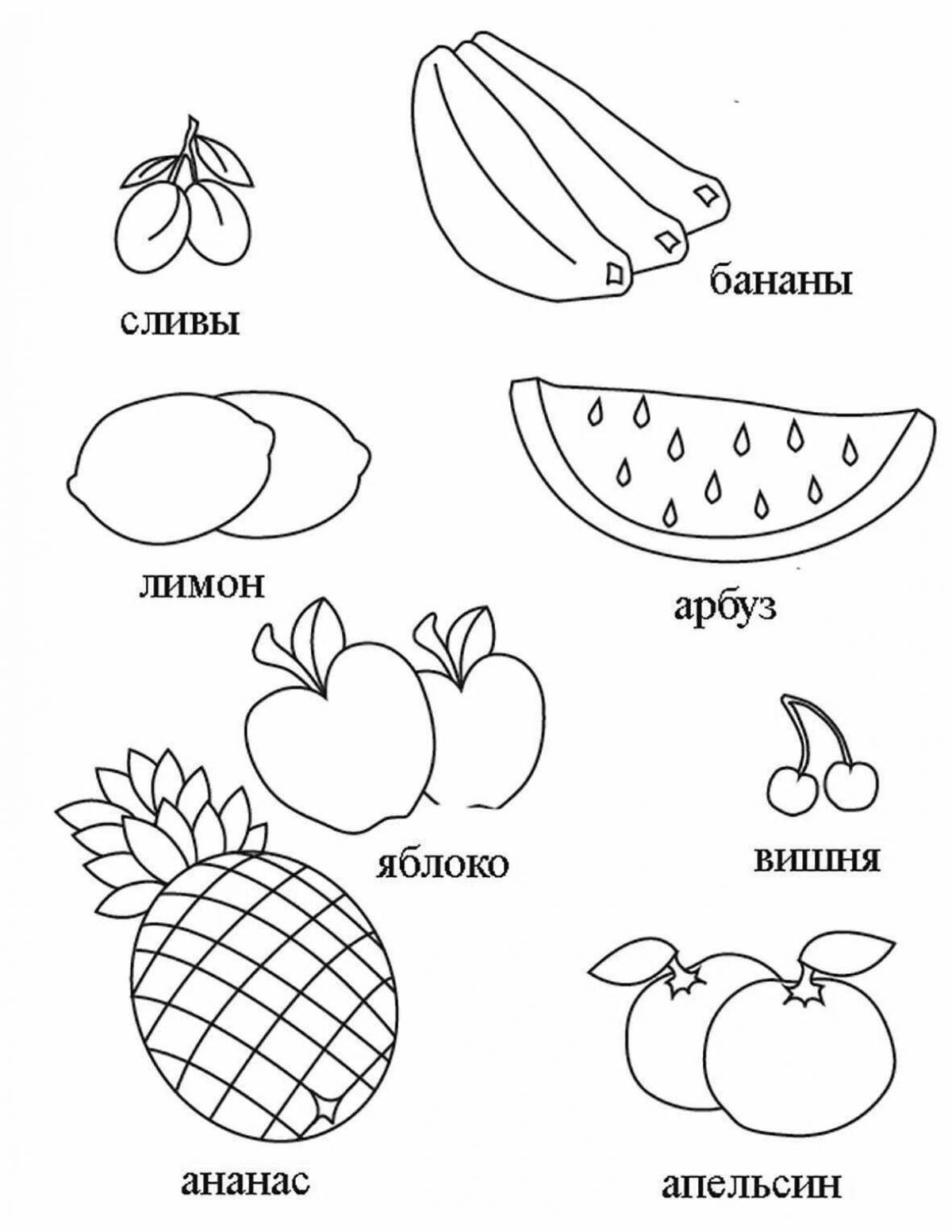 Innovative fruit coloring page for 2-3 year olds
